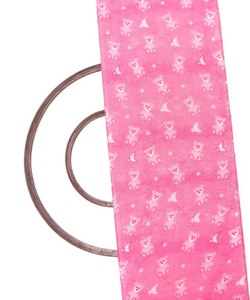 Pink Colour Kids Print Pure Natural Crepe Fabric